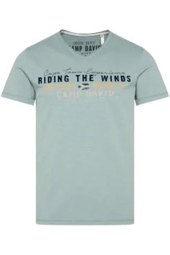 Flash Sale CAMP DAVID & SOCCX V-Shirt mit Flockprint teal