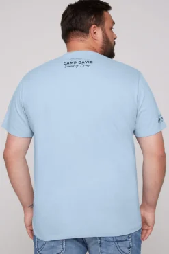 Cheap CAMP DAVID & SOCCX V-Shirt mit kleinen Rubber Prints summer blue summerblue