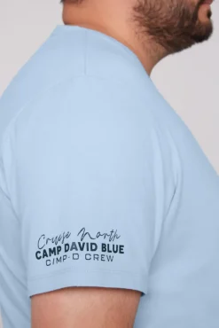 Cheap CAMP DAVID & SOCCX V-Shirt mit kleinen Rubber Prints summer blue summerblue