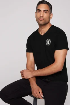 Best CAMP DAVID & SOCCX V-Shirt mit kleinen Rubber Prints black