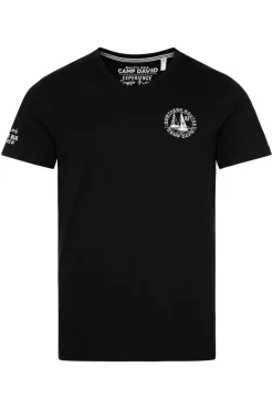Best CAMP DAVID & SOCCX V-Shirt mit kleinen Rubber Prints black