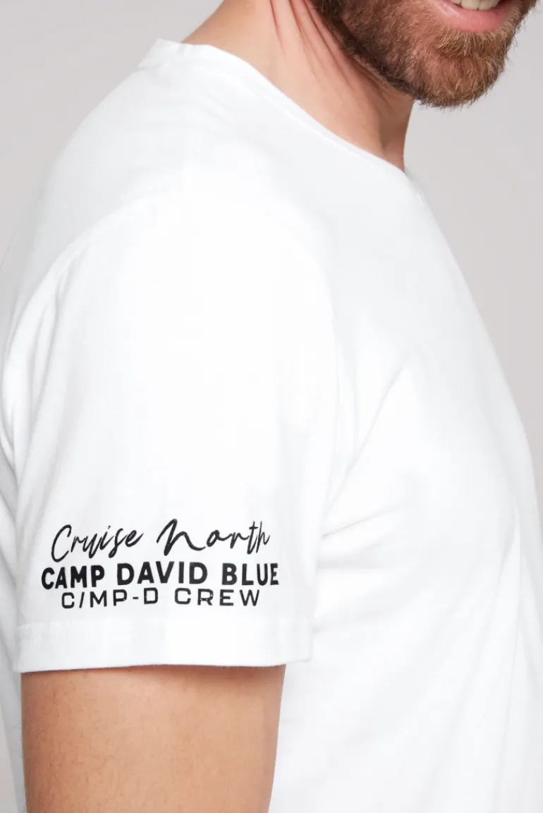 Best Sale CAMP DAVID & SOCCX V-Shirt mit kleinen Rubber Prints opticwhite