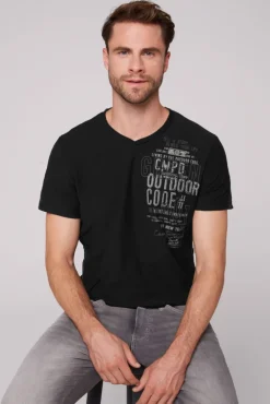 Cheap CAMP DAVID & SOCCX V-Shirt mit Rubber Artworks black