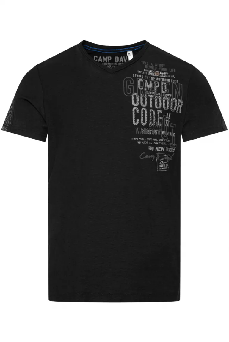 Cheap CAMP DAVID & SOCCX V-Shirt mit Rubber Artworks black