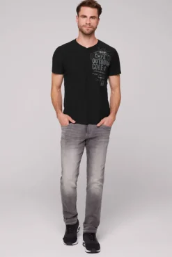 Cheap CAMP DAVID & SOCCX V-Shirt mit Rubber Artworks black