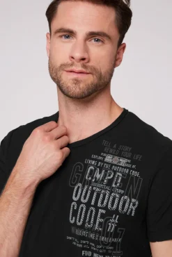 Cheap CAMP DAVID & SOCCX V-Shirt mit Rubber Artworks black