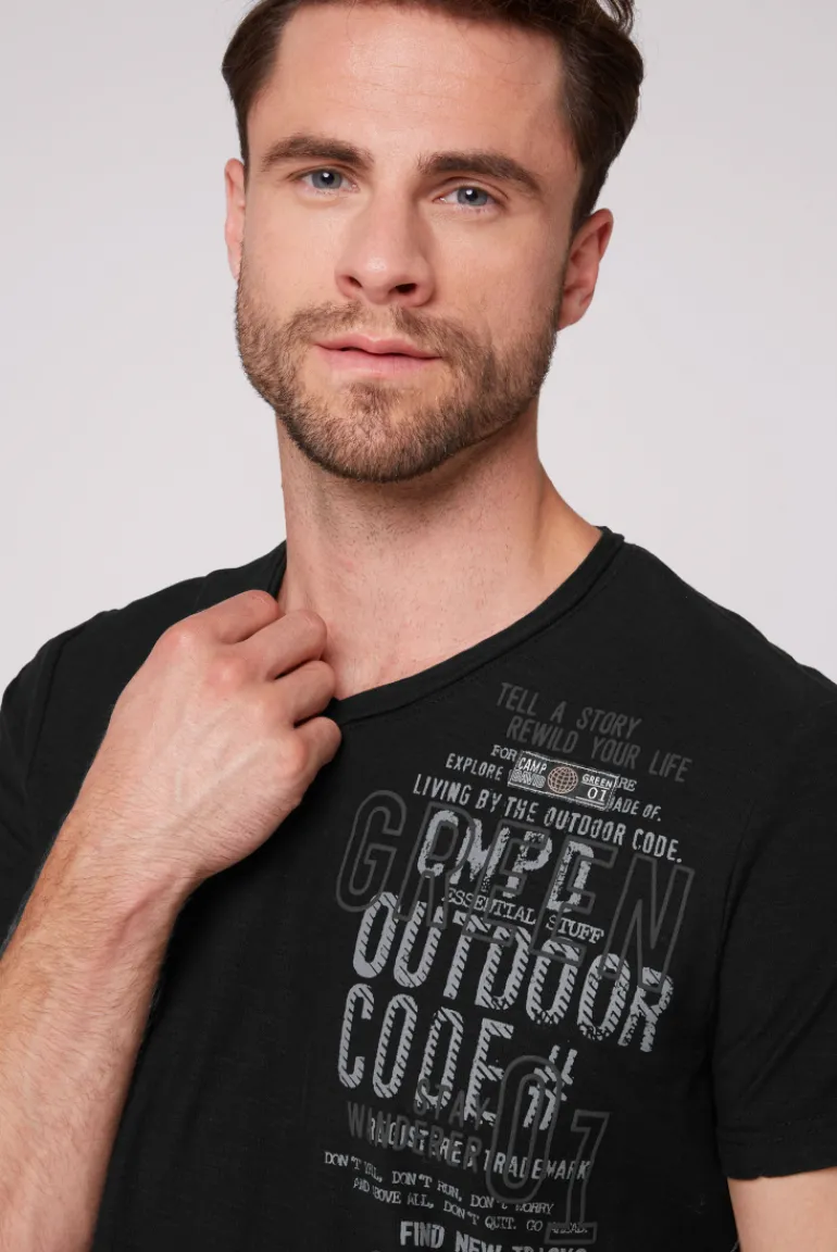 Cheap CAMP DAVID & SOCCX V-Shirt mit Rubber Artworks black