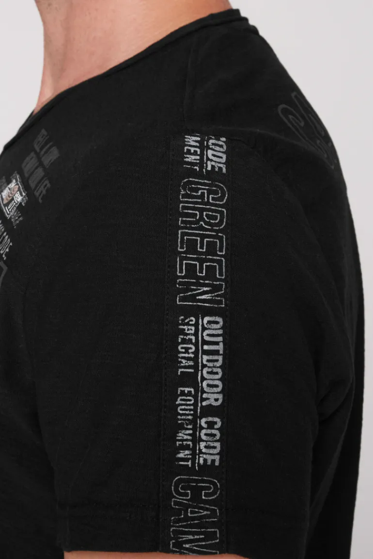 Cheap CAMP DAVID & SOCCX V-Shirt mit Rubber Artworks black