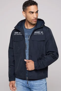 Discount CAMP DAVID & SOCCX Windbreaker-Jacke mit Kapuze und Rückenprint blue navy bluenavy