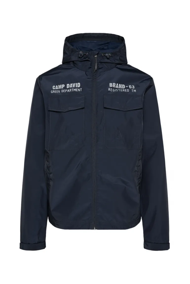 Discount CAMP DAVID & SOCCX Windbreaker-Jacke mit Kapuze und Rückenprint blue navy bluenavy