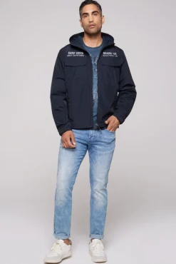 Discount CAMP DAVID & SOCCX Windbreaker-Jacke mit Kapuze und Rückenprint blue navy bluenavy
