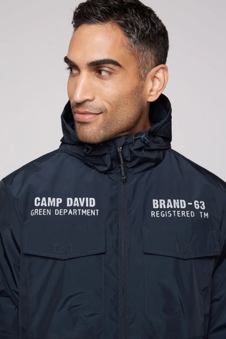 Discount CAMP DAVID & SOCCX Windbreaker-Jacke mit Kapuze und Rückenprint blue navy bluenavy