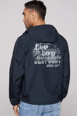 Discount CAMP DAVID & SOCCX Windbreaker-Jacke mit Kapuze und Rückenprint blue navy bluenavy