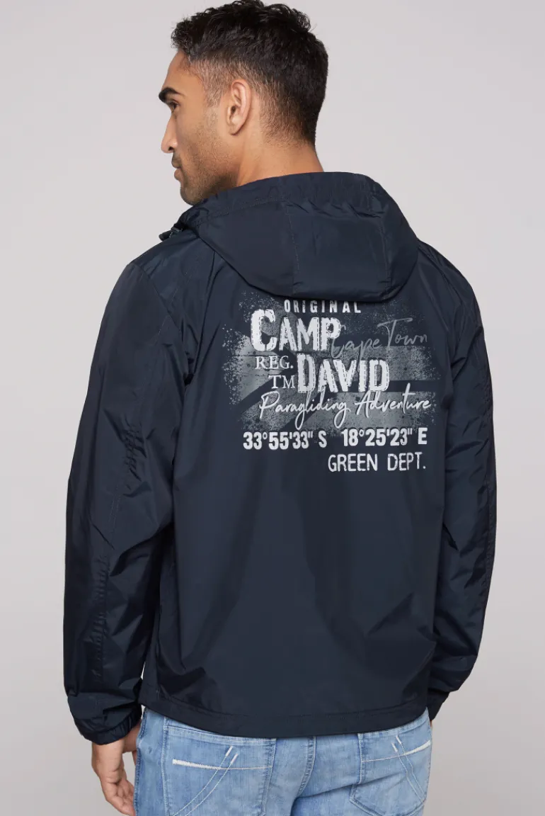 Discount CAMP DAVID & SOCCX Windbreaker-Jacke mit Kapuze und Rückenprint blue navy bluenavy