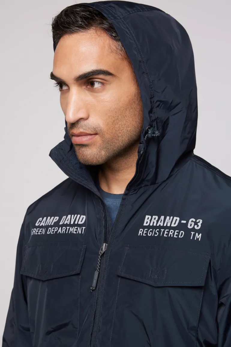 Discount CAMP DAVID & SOCCX Windbreaker-Jacke mit Kapuze und Rückenprint blue navy bluenavy