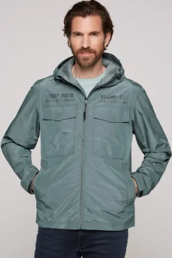 Best Sale CAMP DAVID & SOCCX Windbreaker-Jacke mit Kapuze und Rückenprint teal