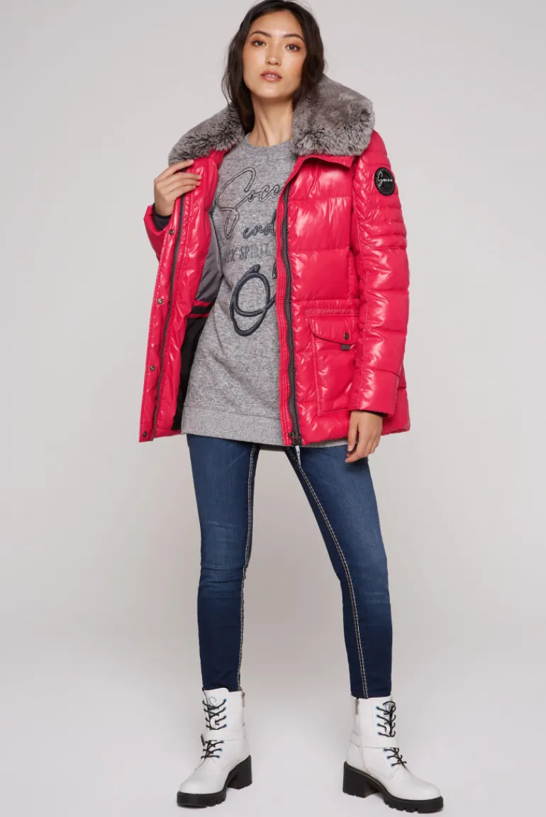 Best Sale CAMP DAVID & SOCCX Winterjacke mit hohem Kragen und Steppmuster red glow redglow